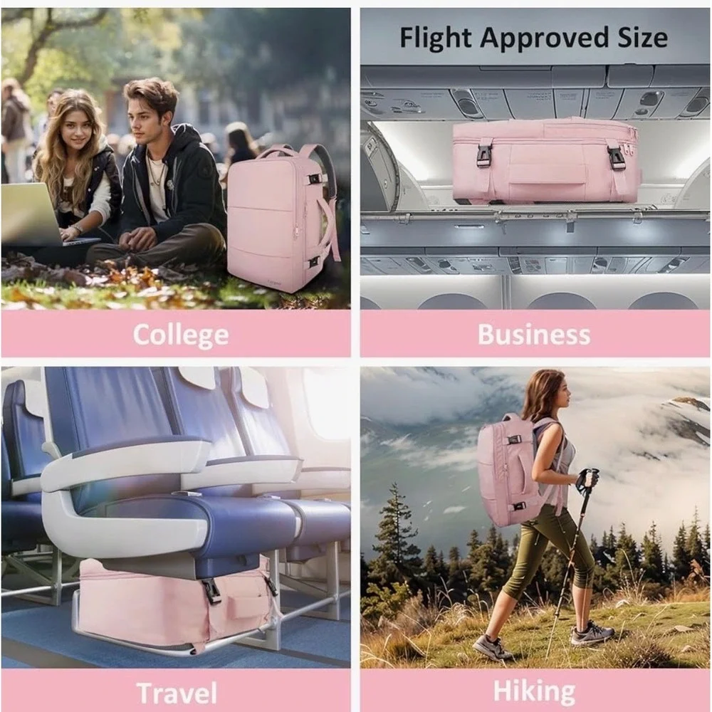 Taygeer Travel Laptop Backpack Pink USB Charging 17